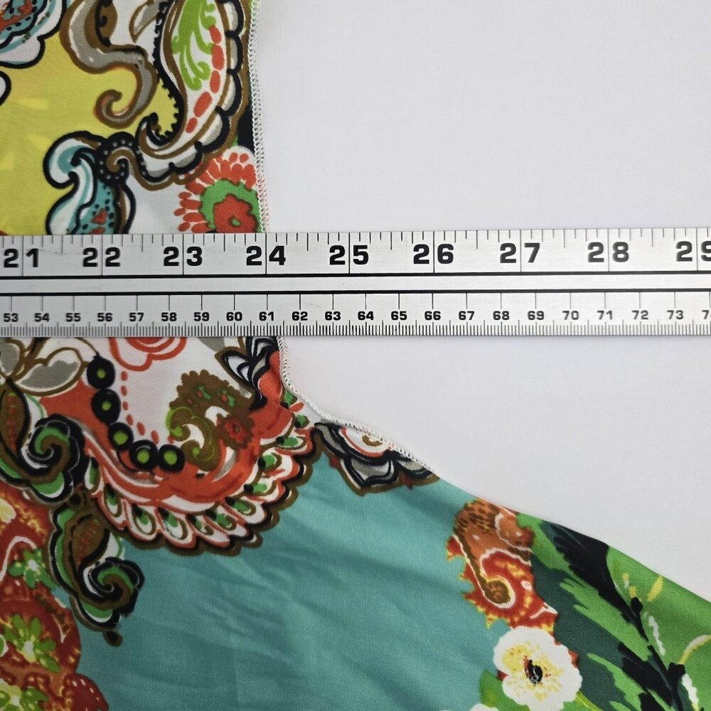 Cha Cha Vente Scoop Neck Tie Front Long Sleeve‎ Multicolor Top XL - Picture 4 of 7